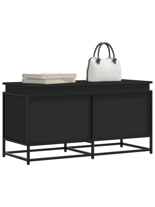 Úložný box s víkem černý 100 x 40 x 51,5 cm kompozitní dřevo