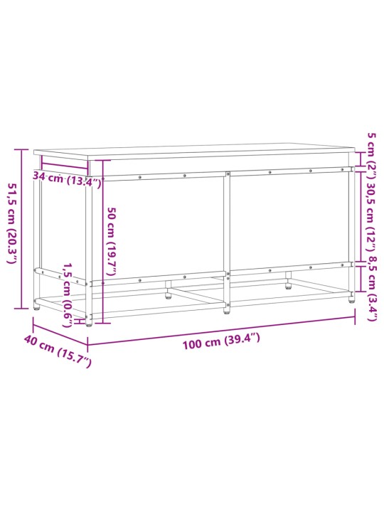 Úložný box s víkem kouřový dub 100x40x51,5 cm kompozitní dřevo