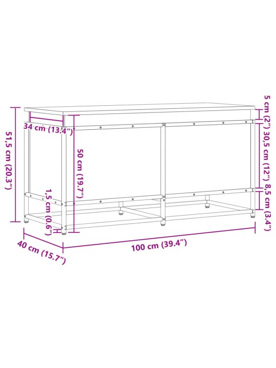 Úložný box s víkem hnědý dub 100x40x51,5 cm kompozitní dřevo