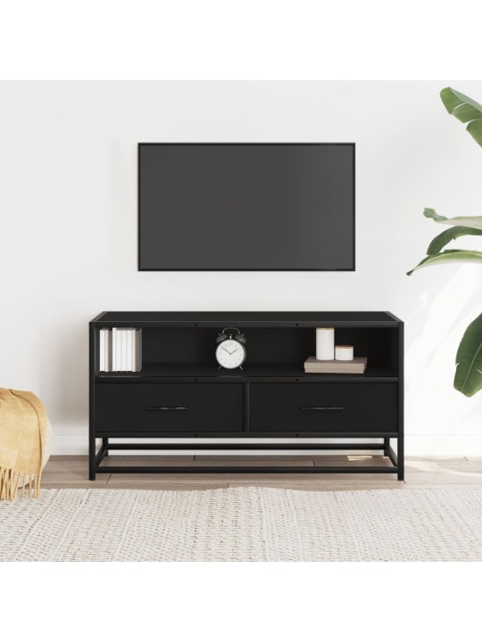 TV skříňka černá 80 x 34,5 x 40 cm kompozitní dřevo a kov