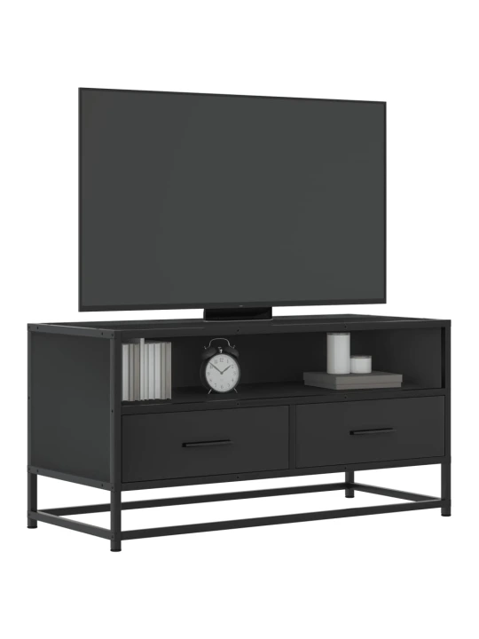 TV skříňka černá 80 x 34,5 x 40 cm kompozitní dřevo a kov