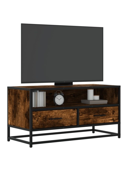 TV skříňka kouřový dub 80 x 34,5 x 40 cm kompozitní dřevo a kov