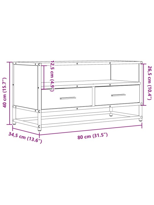 TV skříňka šedá sonoma 80 x 34,5 x 40 cm kompozitní dřevo a kov