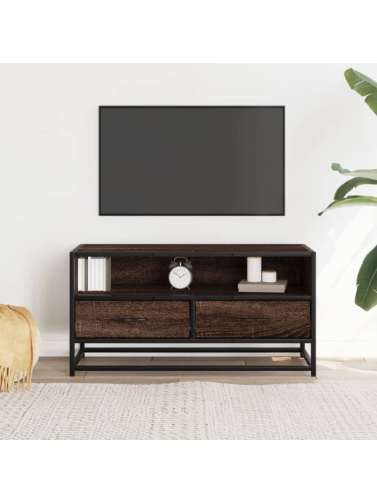 TV skříňka hnědý dub 80 x 34,5 x 40 cm kompozitní dřevo a kov