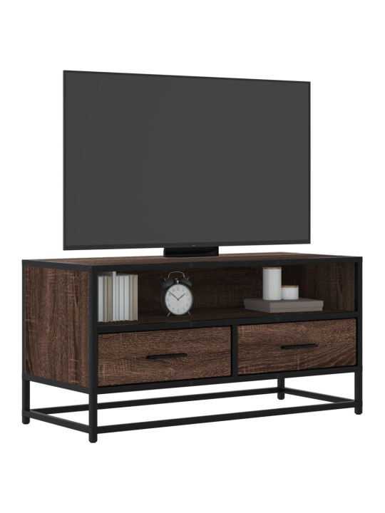 TV skříňka hnědý dub 80 x 34,5 x 40 cm kompozitní dřevo a kov