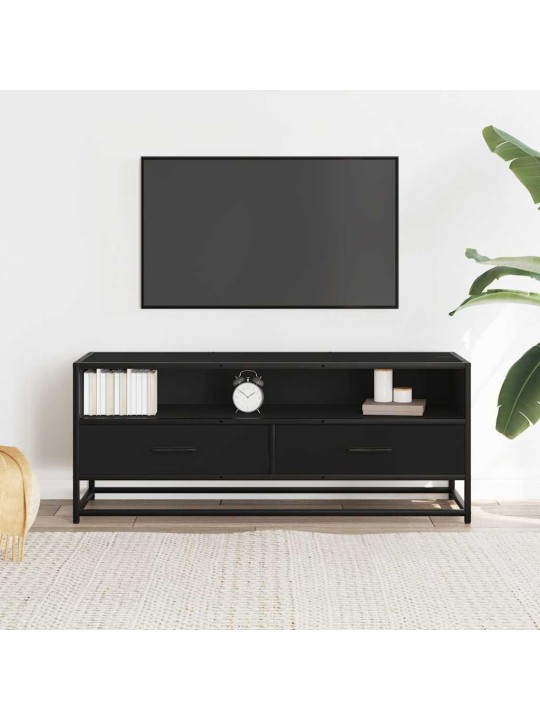 Tv skříňka černá 100 x 34,5 x 40 cm kompozitní dřevo a kov
