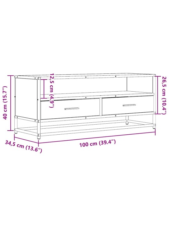 Tv skříňka černá 100 x 34,5 x 40 cm kompozitní dřevo a kov