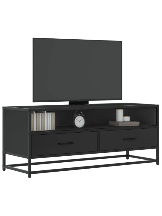 Tv skříňka černá 100 x 34,5 x 40 cm kompozitní dřevo a kov