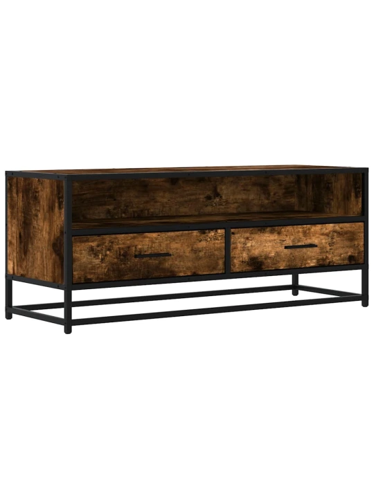 Tv skříňka kouřový dub 100x34,5x40 cm kompozitní dřevo a kov