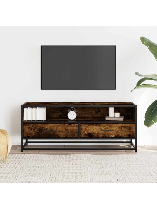 Tv skříňka kouřový dub 100x34,5x40 cm kompozitní dřevo a kov