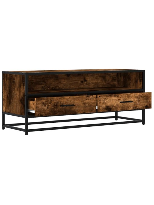 Tv skříňka kouřový dub 100x34,5x40 cm kompozitní dřevo a kov
