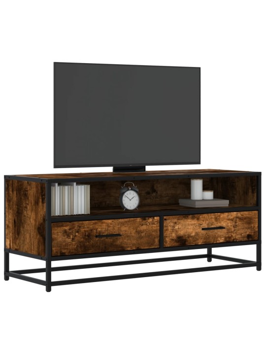 Tv skříňka kouřový dub 100x34,5x40 cm kompozitní dřevo a kov