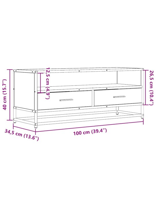 Tv skříňka šedá sonoma 100x34,5x40 cm kompozitní dřevo a kov