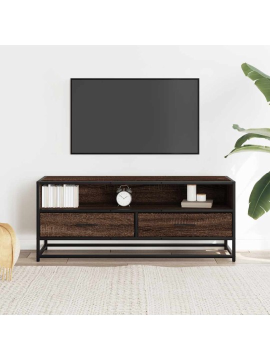 Tv skříňka hnědý dub 100 x 34,5 x 40 cm kompozitní dřevo a kov