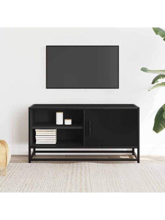Tv skříňka černá 80 x 34,5 x 40 cm kompozitní dřevo a kov
