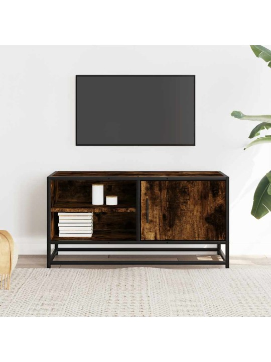 Tv skříňka kouřový dub 80 x 34,5 x 40 cm kompozitní dřevo a kov