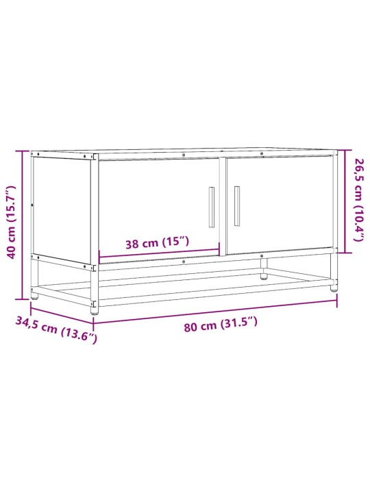 TV skříňka kouřový dub 80 x 34,5 x 40 cm kompozitní dřevo a kov