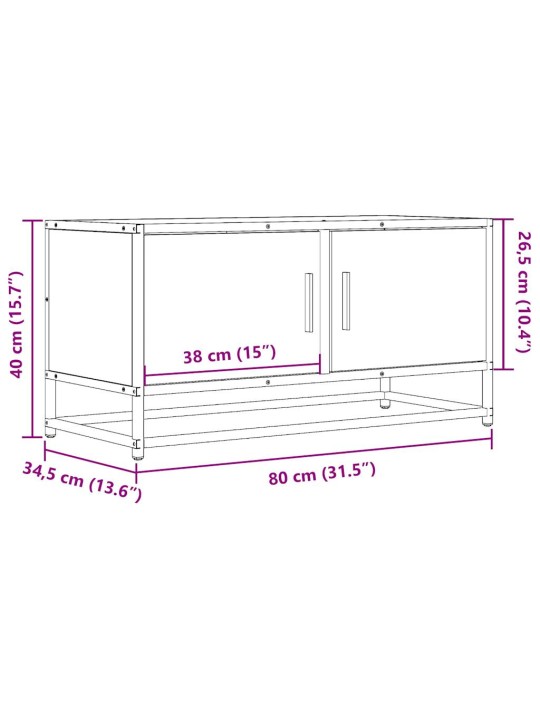TV skříňka šedá sonoma 80 x 34,5 x 40 cm kompozitní dřevo a kov