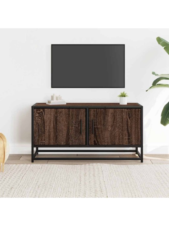 TV skříňka hnědý dub 80 x 34,5 x 40 cm kompozitní dřevo a kov