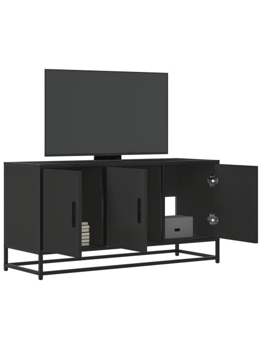 TV skříňka černá 100 x 35 x 50 cm kompozitní dřevo a kov