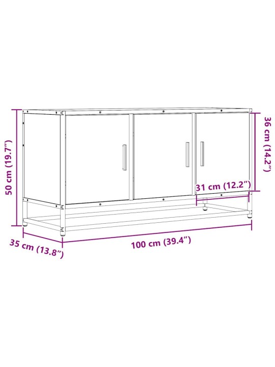 TV skříňka šedá sonoma 100 x 35 x 50 cm kompozitní dřevo a kov