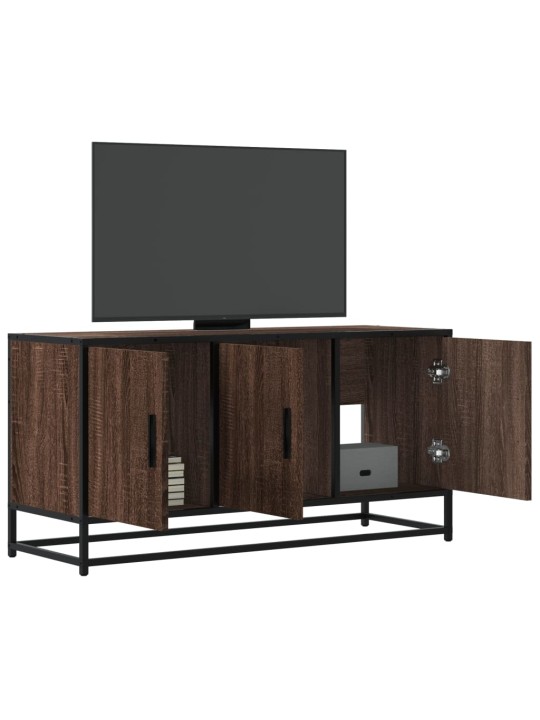 TV skříňka hnědý dub 100 x 35 x 50 cm kompozitní dřevo a kov