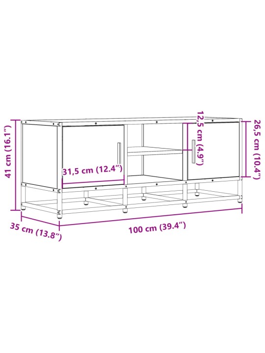 TV skříňka šedá sonoma 100 x 35 x 41 cm kompozitní dřevo a kov