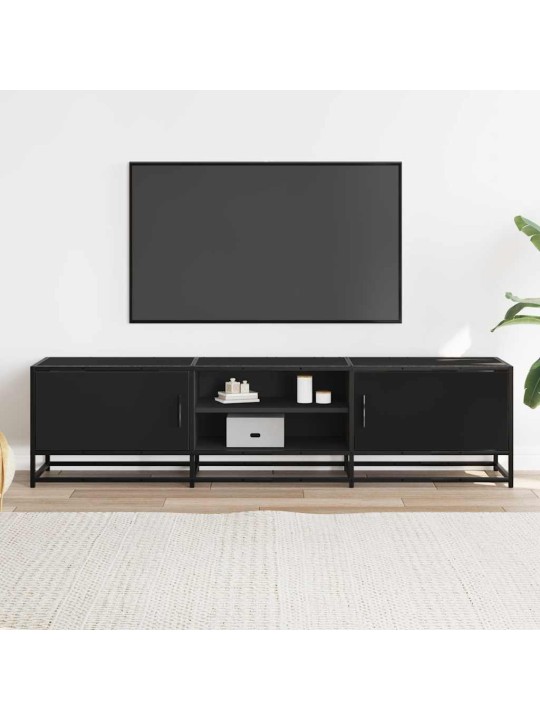 Tv skříňka černá 160 x 35 x 41 cm kompozitní dřevo a kov