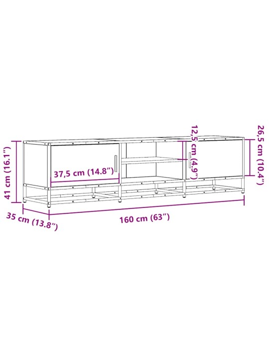 Tv skříňka šedá sonoma 160 x 35 x 41 cm kompozitní dřevo a kov