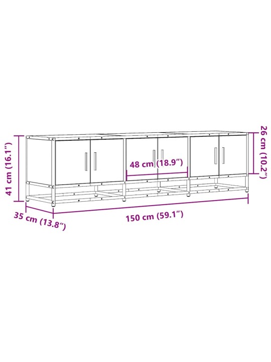 Tv skříňka černá 150 x 35 x 41 cm kompozitní dřevo a kov