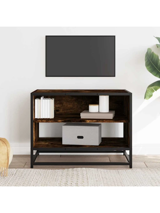 TV skříňka kouřový dub 61 x 40 x 46 cm kompozitní dřevo a kov