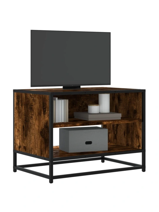 TV skříňka kouřový dub 61 x 40 x 46 cm kompozitní dřevo a kov
