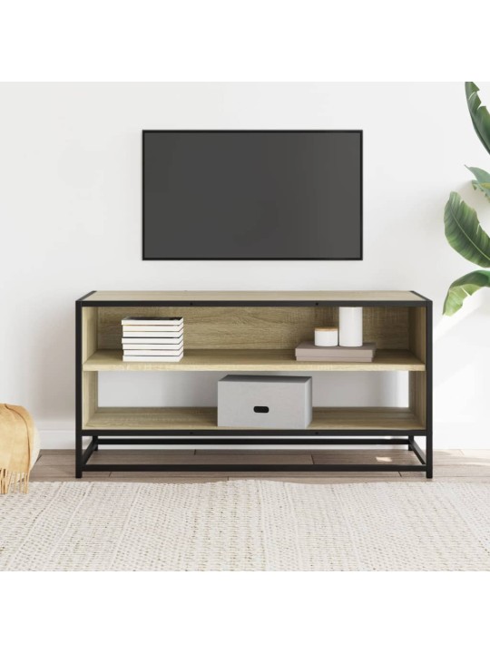 TV skříňka dub sonoma 91 x 40 x 46 cm kompozitní dřevo a kov