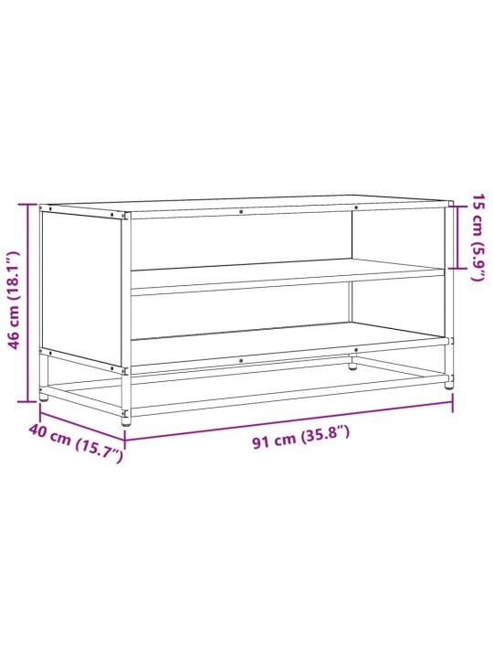 TV skříňka šedá sonoma 91 x 40 x 46 cm kompozitní dřevo a kov