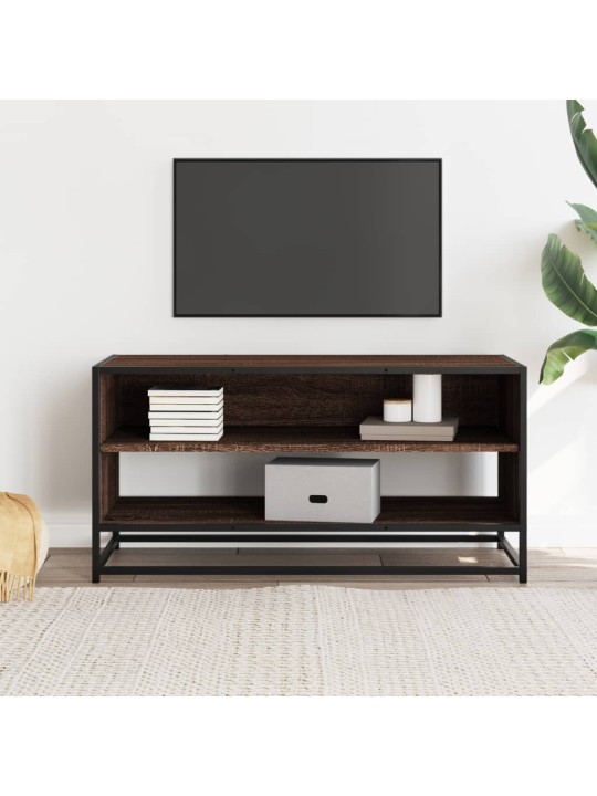 TV skříňka hnědý dub 91 x 40 x 46 cm kompozitní dřevo a kov
