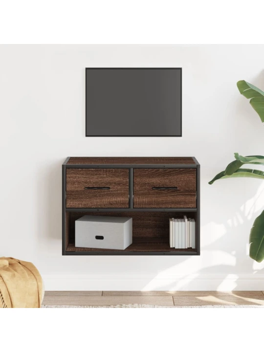 TV skříňka hnědý dub 60 x 31 x 39,5 cm kompozitní dřevo a kov