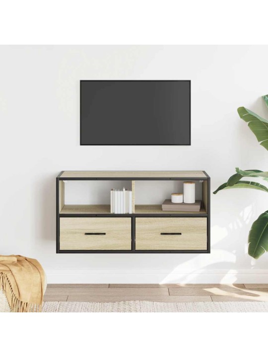 TV skříňka dub sonoma 80 x 31 x 39,5 cm kompozitní dřevo a kov