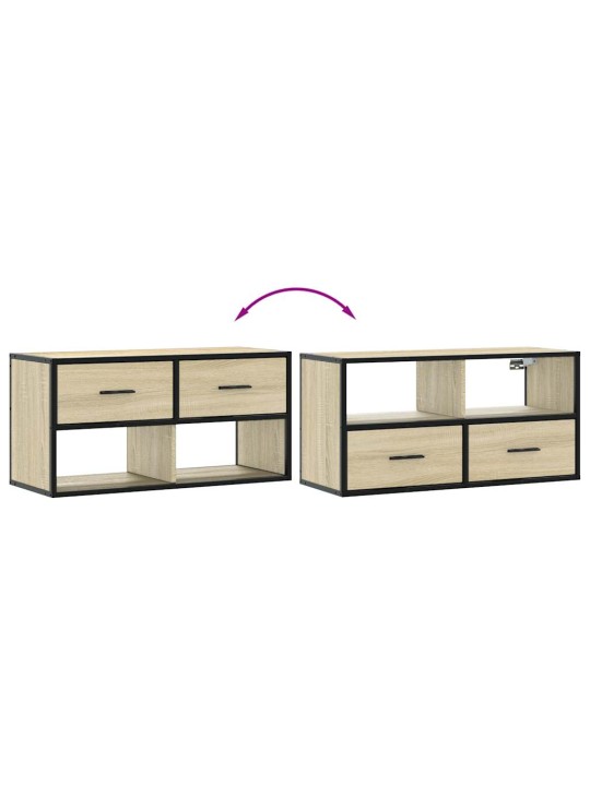 TV skříňka dub sonoma 80 x 31 x 39,5 cm kompozitní dřevo a kov
