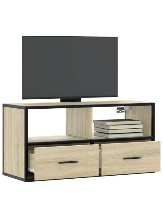 TV skříňka dub sonoma 80 x 31 x 39,5 cm kompozitní dřevo a kov