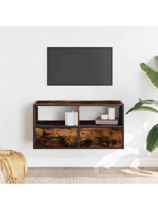 TV skříňka kouřový dub 80 x 31 x 39,5 cm kompozitní dřevo a kov
