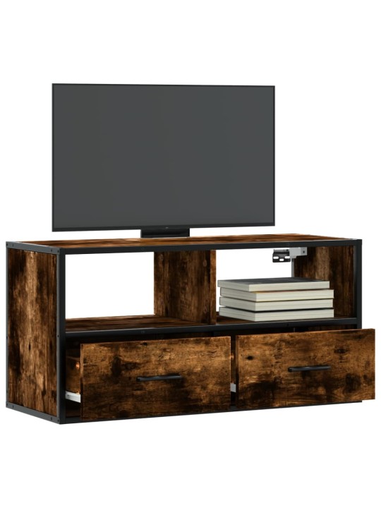 TV skříňka kouřový dub 80 x 31 x 39,5 cm kompozitní dřevo a kov