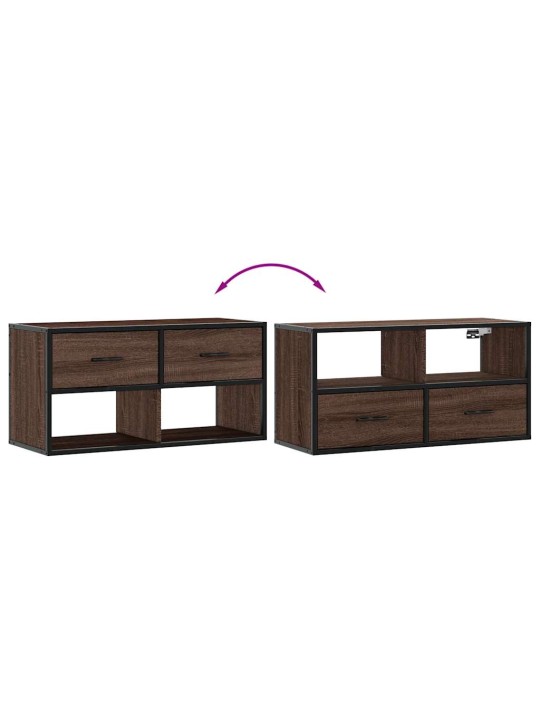 TV skříňka hnědý dub 80 x 31 x 39,5 cm kompozitní dřevo a kov