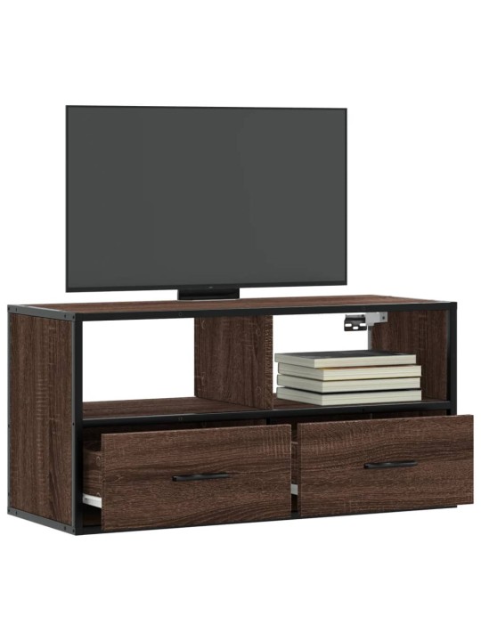 TV skříňka hnědý dub 80 x 31 x 39,5 cm kompozitní dřevo a kov