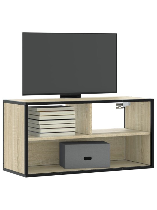 Tv skříňka dub sonoma 80 x 31 x 39,5 cm kompozitní dřevo a kov