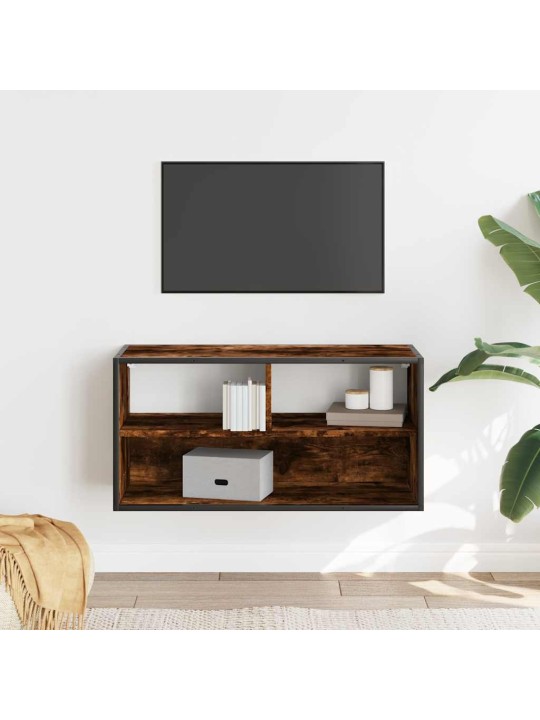 Tv skříňka kouřový dub 80 x 31 x 39,5 cm kompozitní dřevo a kov