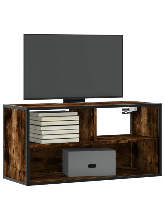 Tv skříňka kouřový dub 80 x 31 x 39,5 cm kompozitní dřevo a kov