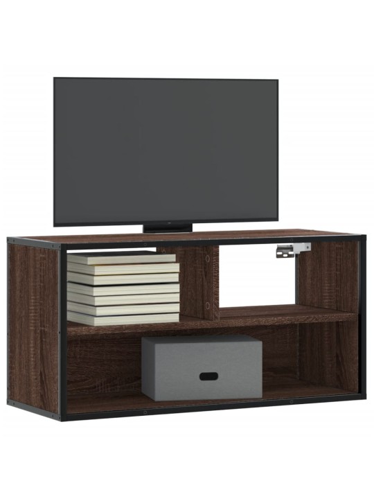 Tv skříňka hnědý dub 80 x 31 x 39,5 cm kompozitní dřevo a kov