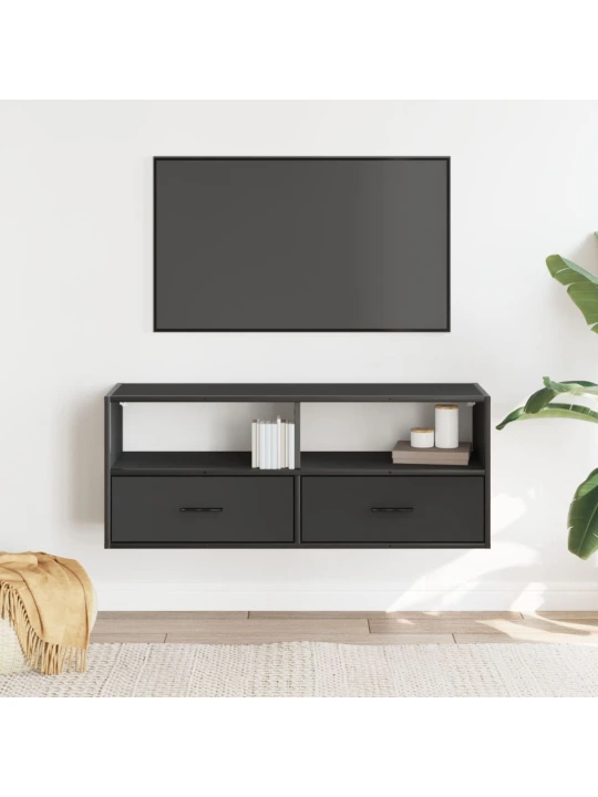 TV skříňka černá 100 x 31 x 39,5 cm kompozitní dřevo a kov