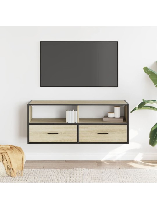 TV skříňka dub sonoma 100 x 31 x 39,5 cm kompozitní dřevo a kov
