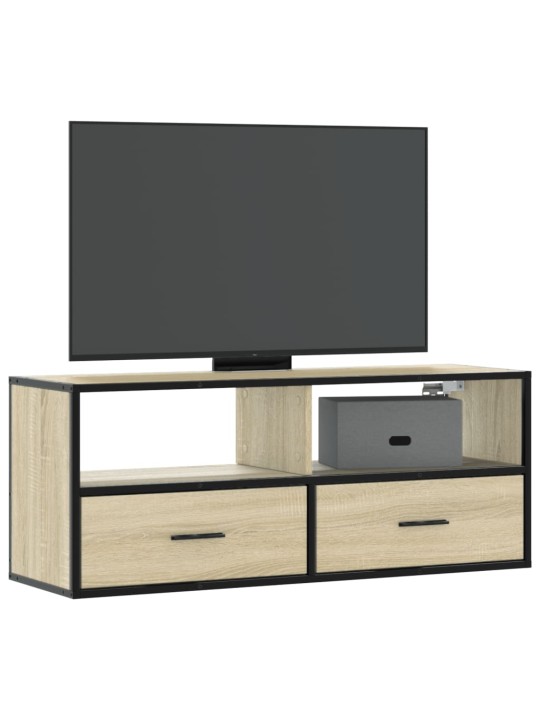 TV skříňka dub sonoma 100 x 31 x 39,5 cm kompozitní dřevo a kov